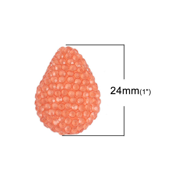 Bild von Polymer Ton Perlen Tropfen Orange Strass 24mm x 18mm, Loch: 0.6mm, 1 Stück