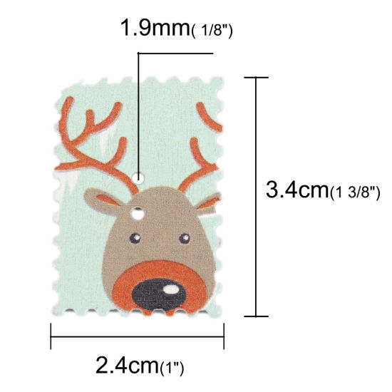 Picture of Wood Sewing Buttons Scrapbooking Two Holes Postage Stamp At Random Mixed Christmas Snowman 3.4cm x 2.4cm, 25 PCs