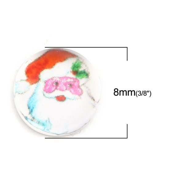 ガラス ドームシール カボション 円形 フラット ランダムな色 クリスマス・サンタクロース 8mm直径、 50 個 の画像