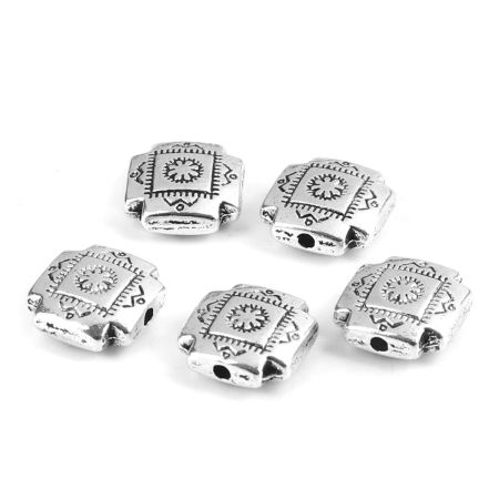 Zinc Based Alloy Spacer Beads Cross Antique Silver Color Flower About 12mm x 12mm, Hole: Approx 1.6mm, 25 PCs