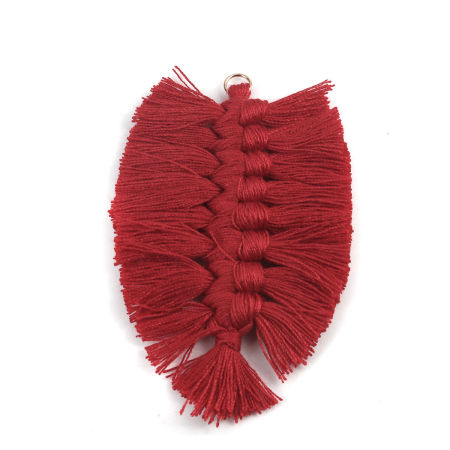 Immagine di Poliestere Nappine Ciondoli Foglia Rosso Intreccio 8cm x 6cm, 2 Pz