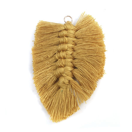 Immagine di Poliestere Nappine Ciondoli Foglia Cachi Intreccio 8cm x 6cm, 2 Pz
