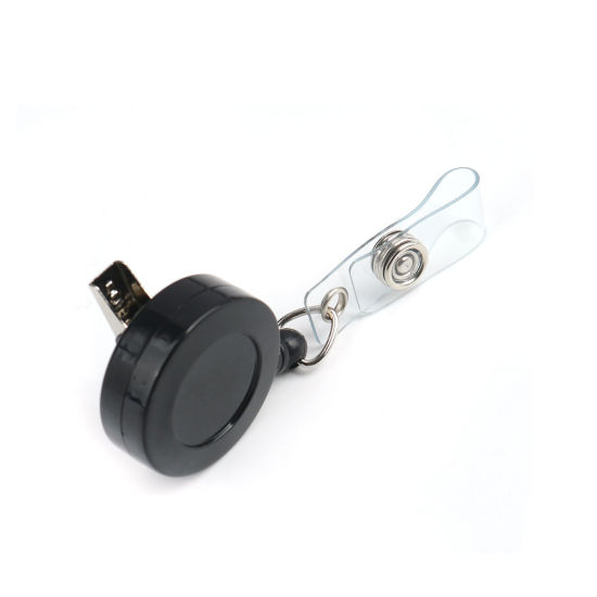 Image de Fermoir pour Porte-Cartes Porte-Badge en Plastique Noir Rotatif 8.5cm x 3.2cm, 1 Pièce