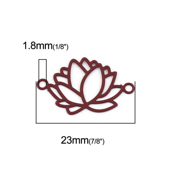 Изображение Латунь Филигранные цветок железа Коннекторы Цветы Вишневый Цвет 23мм x 14мм, 10 ШТ                                                                                                                                                                            