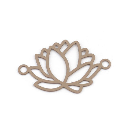 Picture of Brass Filigree Stamping Connectors Flower Light Coffee 23mm x 14mm, 10 PCs