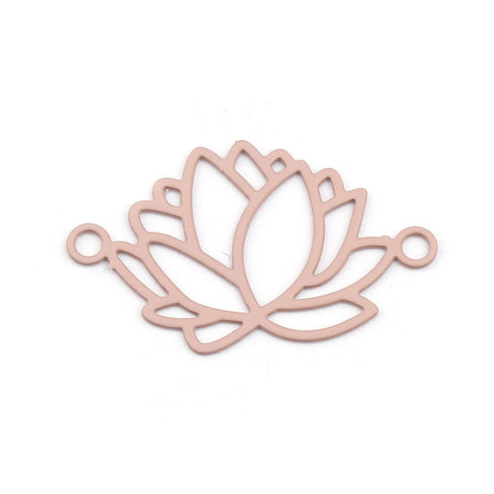 Изображение Латунь Филигранные цветок железа Коннекторы Цветы Бледно-Розовато-Серый 23мм x 14мм, 10 ШТ                                                                                                                                                                    