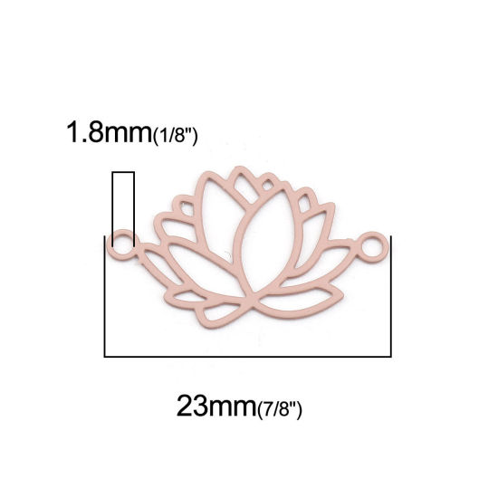 Изображение Латунь Филигранные цветок железа Коннекторы Цветы Бледно-Розовато-Серый 23мм x 14мм, 10 ШТ                                                                                                                                                                    