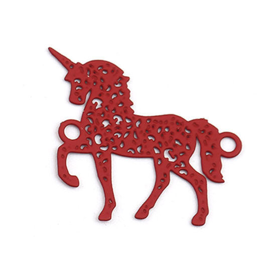 Picture of Brass Filigree Stamping Connectors Horse Animal Red 20mm x 20mm, 10 PCs                                                                                                                                                                                       