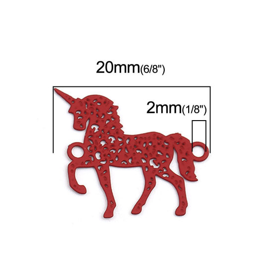 Imagen de Latón Filigrana Estampación Conectores Caballo Rojo 20mm x 20mm, 10 Unidades