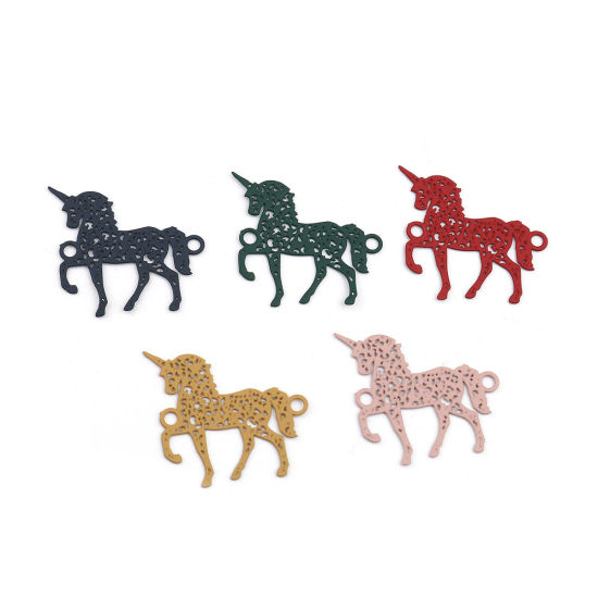 Imagen de Latón Filigrana Estampación Conectores Caballo Rojo 20mm x 20mm, 10 Unidades