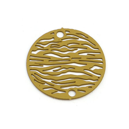 Picture of Brass Filigree Stamping Connectors Round Ginger Stripe 20mm Dia., 10 PCs