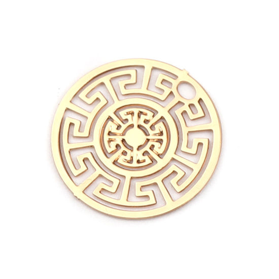 Picture of Brass Filigree Stamping Dome Seals Cabochon KC Gold Plated Round Hollow 13mm Dia., 20 PCs                                                                                                                                                                     