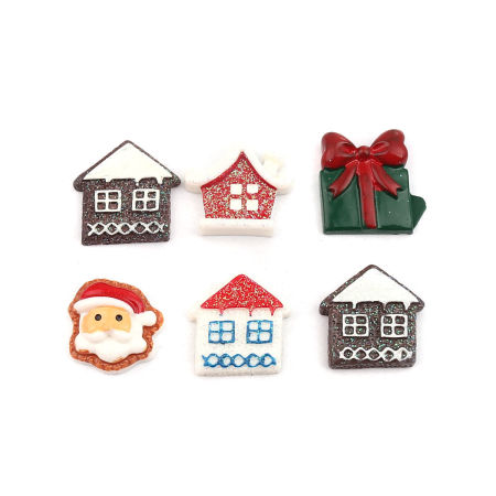 Picture of Resin Christmas Dome Seals Cabochon At Random Mixed 25mm x 23mm - 22mm x 22mm, 10 PCs