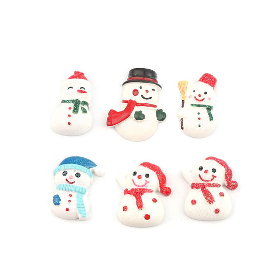 Picture of Resin Christmas Dome Seals Cabochon Christmas Snowman At Random 28mm x 18mm - 27mm x 23mm, 10 PCs