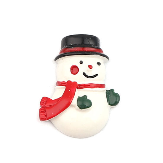 Picture of Resin Christmas Dome Seals Cabochon Christmas Snowman At Random 28mm x 18mm - 27mm x 23mm, 10 PCs