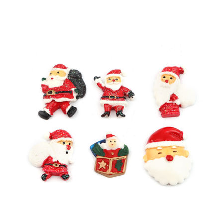 Image de Cabochon Dôme en Résine Noël Père de Noël Couleur au Hasard 3.3cm x 2.6cm - 23mm x 21mm, 10 Pcs