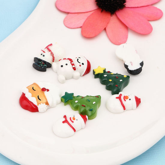 Picture of Resin Christmas Dome Seals Cabochon At Random 3.1cm x 2.5cm - 2.5cm x 1.5cm, 10 PCs