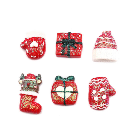 Picture of Resin Christmas Dome Seals Cabochon At Random 3.1cm x 2.3cm - 2.5mm x 2.3mm, 10 PCs