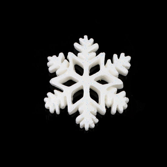 Picture of Resin Embellishments Christmas Snowflake White 28mm x 24mm, 10 PCs