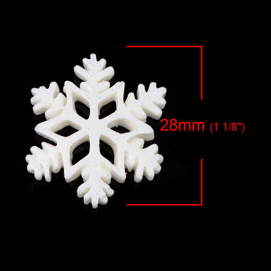 Image de Cabochons d'Embellissement en Résine Flocon de Neige de Noël Blanc 28mm x 24mm, 10 Pcs