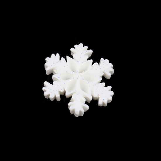 Picture of Resin Embellishments Christmas Snowflake White 18mm x 16mm, 20 PCs
