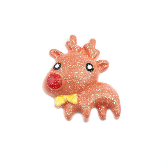 Picture of Resin Embellishments Christmas Reindeer Brown 27mm x 24mm, 10 PCs