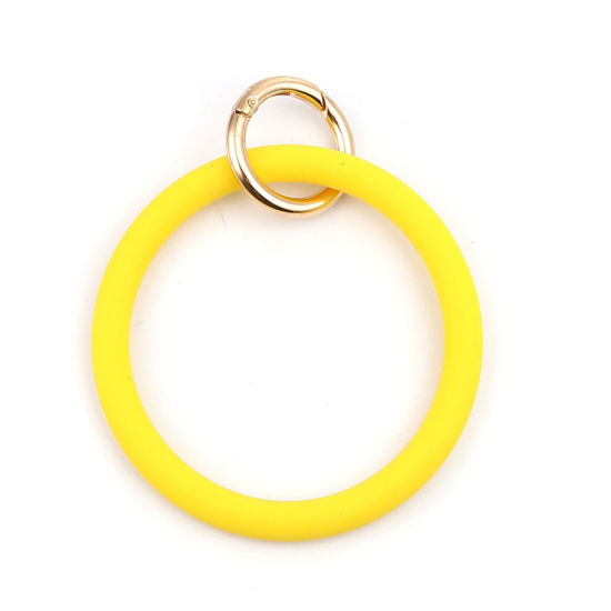 Bild von Silikon Schlüsselkette & Schlüsselring Vergoldet Gelb Ring 11.5mm x 9cm, 1 Stück