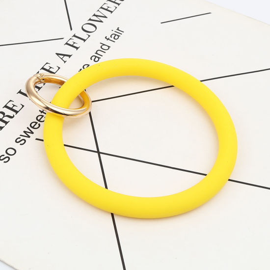 Bild von Silikon Schlüsselkette & Schlüsselring Vergoldet Gelb Ring 11.5mm x 9cm, 1 Stück