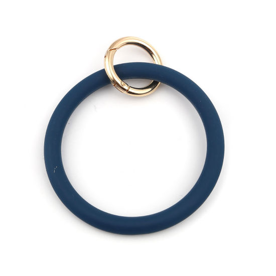 Bild von Silikon Schlüsselkette & Schlüsselring Vergoldet Dunkelblau Ring 11.5mm x 9cm, 1 Stück