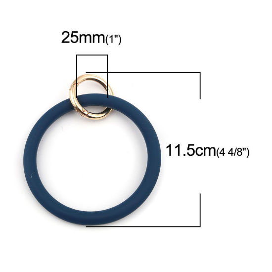 Bild von Silikon Schlüsselkette & Schlüsselring Vergoldet Dunkelblau Ring 11.5mm x 9cm, 1 Stück