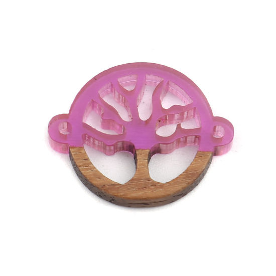 Imagen de Madera+Resina Conectores Ronda Púrpura Árbol Hueco 23mm x 18mm, 5 Unidades