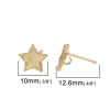Picture of Brass Earrings 18K Real Gold Plated Pentagram Star W/ Loop (Fits 6.6mm x 6.6mm) 10mm x 10mm, Post/ Wire Size: (21 gauge), 2 PCs                                                                                                                               