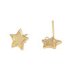 Picture of Brass Earrings 18K Real Gold Plated Pentagram Star W/ Loop (Fits 6.6mm x 6.6mm) 10mm x 10mm, Post/ Wire Size: (21 gauge), 2 PCs                                                                                                                               