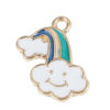 Picture of Zinc Based Alloy Weather Collection Charms Rainbow Gold Plated Multicolor Cloud Enamel 17mm x 12mm, 10 PCs