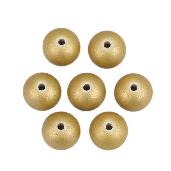 Picture of ABS Beads Round Yellow About 10mm Dia., Hole: Approx 1.8mm, 50 PCs