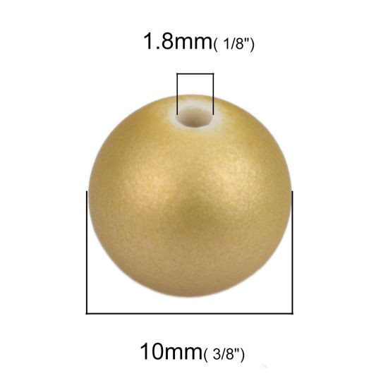 Picture of ABS Beads Round Yellow About 10mm Dia., Hole: Approx 1.8mm, 50 PCs