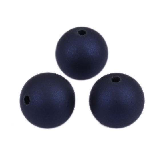 Image de Perles en ABS Rond Bleu Foncé Env. 12mm Dia, Trou: env. 1.8mm, 50 Pcs