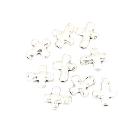 Zinc Based Alloy Spacer Beads Cross Antique Silver Color About 14mm x 12mm, Hole: Approx 1.6mm, 100 PCs
