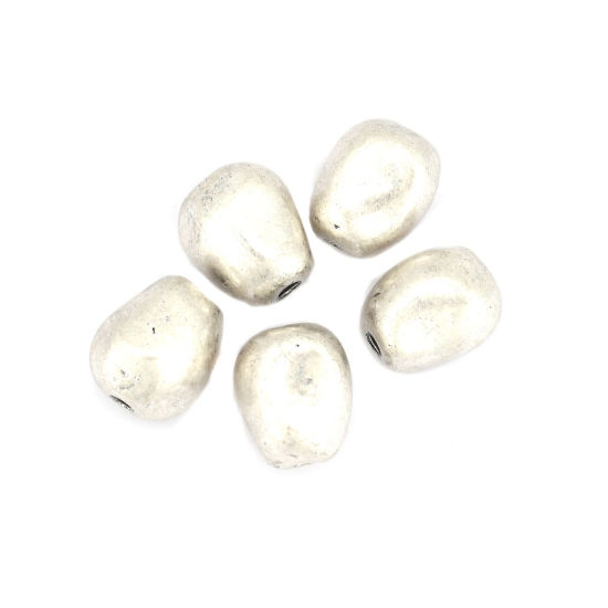Picture of Zinc Based Alloy Spacer Beads Irregular Antique Silver Color Filled About 11mm x 10mm, Hole: Approx 1.8mm, 5 PCs