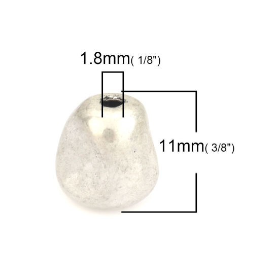 Picture of Zinc Based Alloy Spacer Beads Irregular Antique Silver Color Filled About 11mm x 10mm, Hole: Approx 1.8mm, 5 PCs