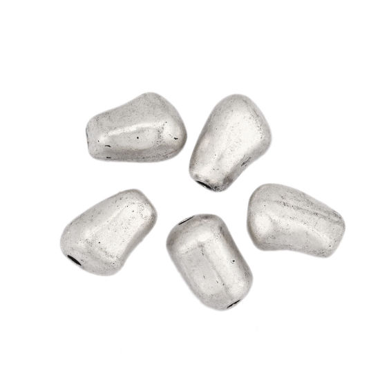 Image de Perles en Alliage de Zinc Ovale Argent Vieilli Rempli 13mm x 9mm, Trou: env. 1.7mm, 5 Pcs
