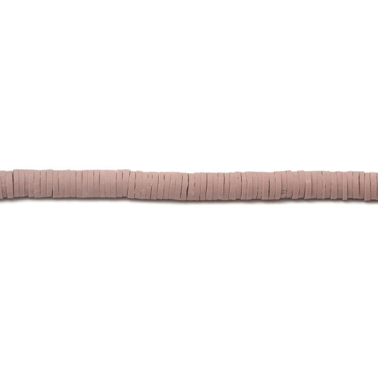 Image de Perles Katsuki en Pâte Polymère Rond Kaki 5mm Dia, Taille de Trou: 1.7mm, 40.5cm - 40cm long, 200 Enfilades (Env. 330 - 350 PCs/Enfilade)