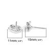 Imagen de Zamak Pendientes Nudo de Amor Tono de Plata 11mm x 6mm, Post/ Wire: (21 gauge), 10 Unidades
