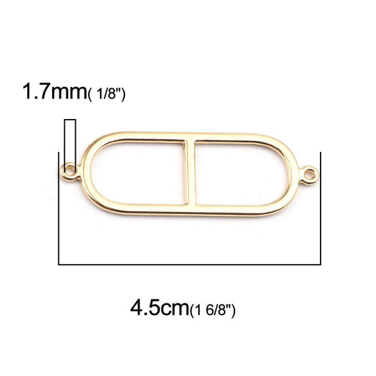 Изображение Цинковый Сплав Коннекторы фурнитуры Овальные Позолоченный ажурная резьба 45мм x 16мм, 10 ШТ