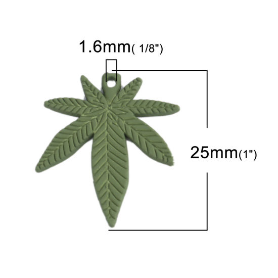 Picture of Zinc Based Alloy Charms Leaf Green 25mm x 22mm, 10 PCs