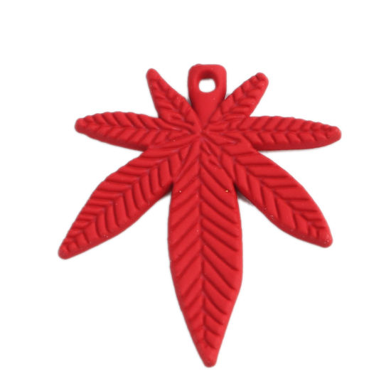 Picture of Zinc Based Alloy Charms Leaf Red 25mm x 22mm, 10 PCs