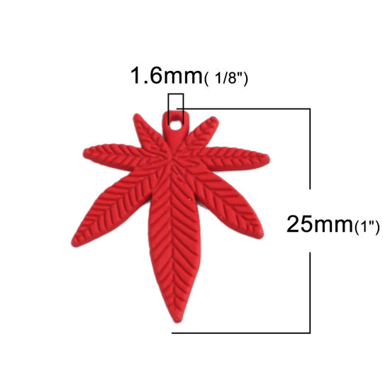 Picture of Zinc Based Alloy Charms Leaf Red 25mm x 22mm, 10 PCs