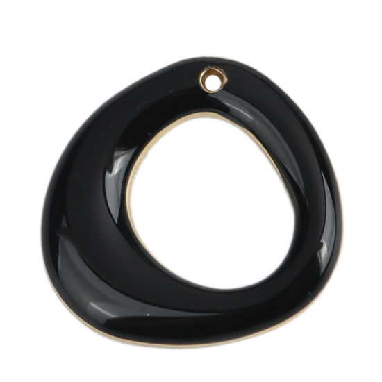 Immagine di Lega di Zinco Charms Irregolare Oro Placcato Nero Smalto 26mm x 26mm , 5 Pz