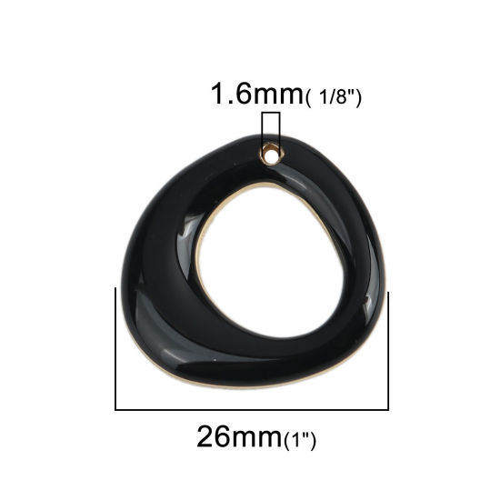 Immagine di Lega di Zinco Charms Irregolare Oro Placcato Nero Smalto 26mm x 26mm , 5 Pz