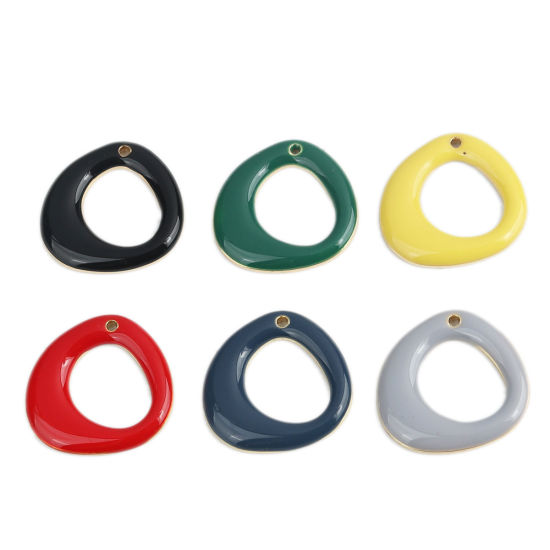 Immagine di Lega di Zinco Charms Irregolare Oro Placcato Nero Smalto 26mm x 26mm , 5 Pz